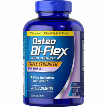 Osteo Bi-flex Joint Health Triple Strength Glucosamine MSM with Vitamin D3, 200 Tablets