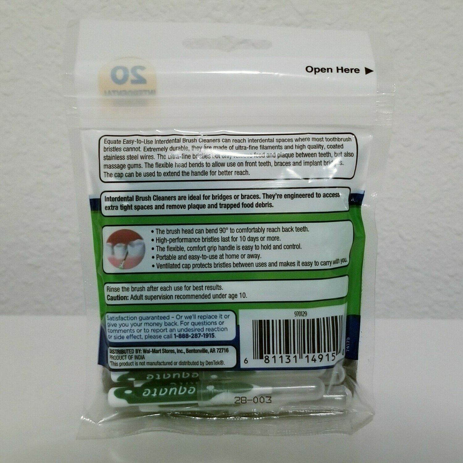 Equate EasyToUse Interdental Brush Cleaners, 20 Brushes