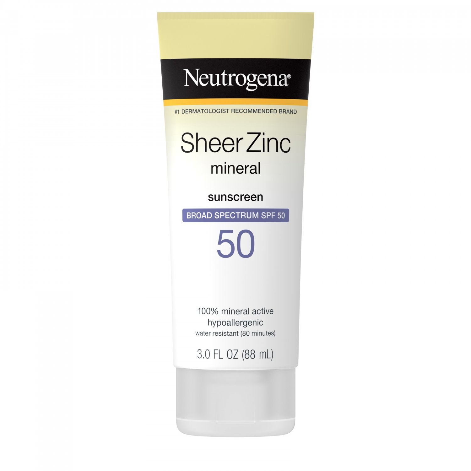 Neutrogena Sheer Zinc SPF 50 Mineral Sunscreen, 3 Fl Oz (88 mL)