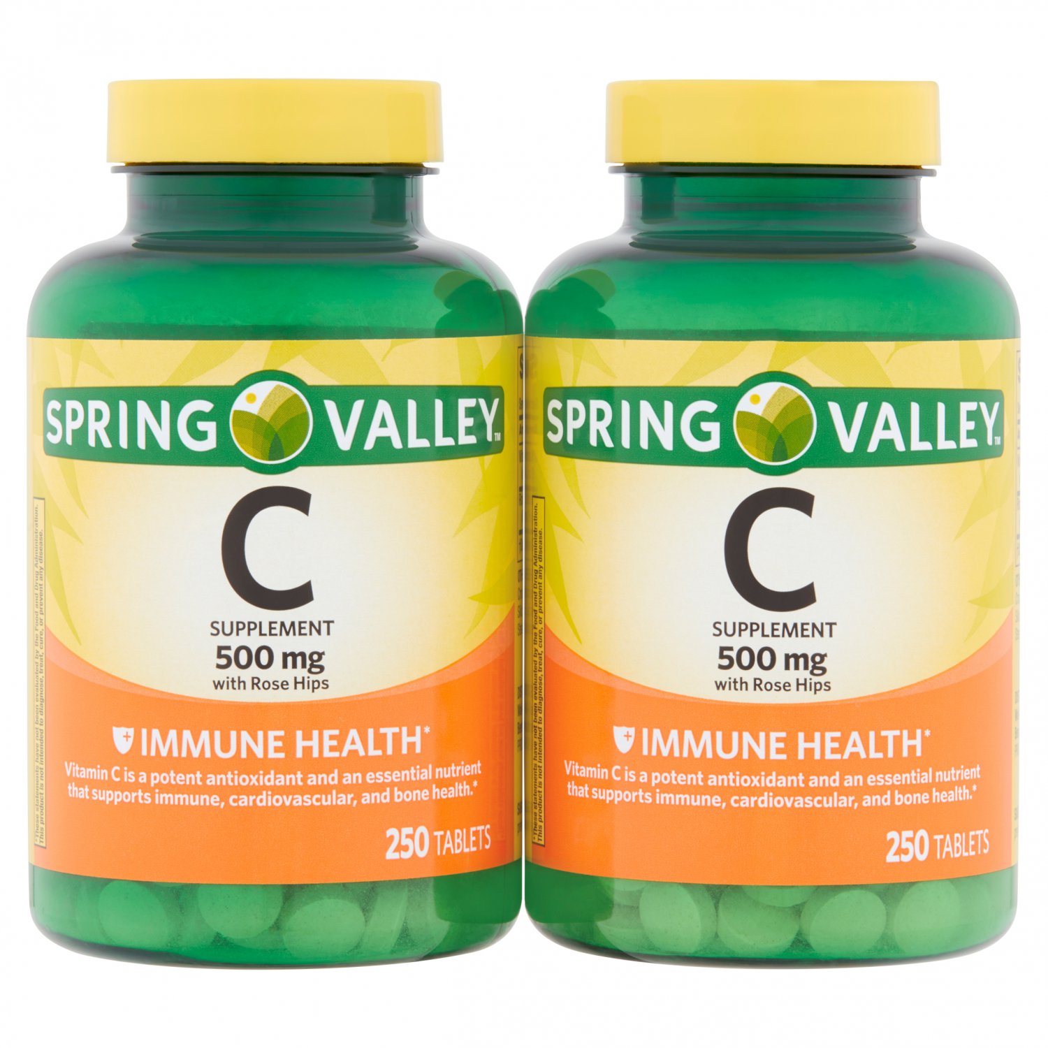 Spring Valley Vitamin C 500mg, With Rose Hips, 250 Tablets, 2-Pack