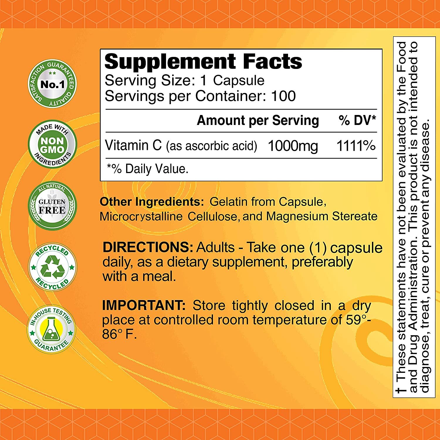 Alfa Vitamins Vitamin C 1000 mg Capsules 100 ct Antioxidant Immune