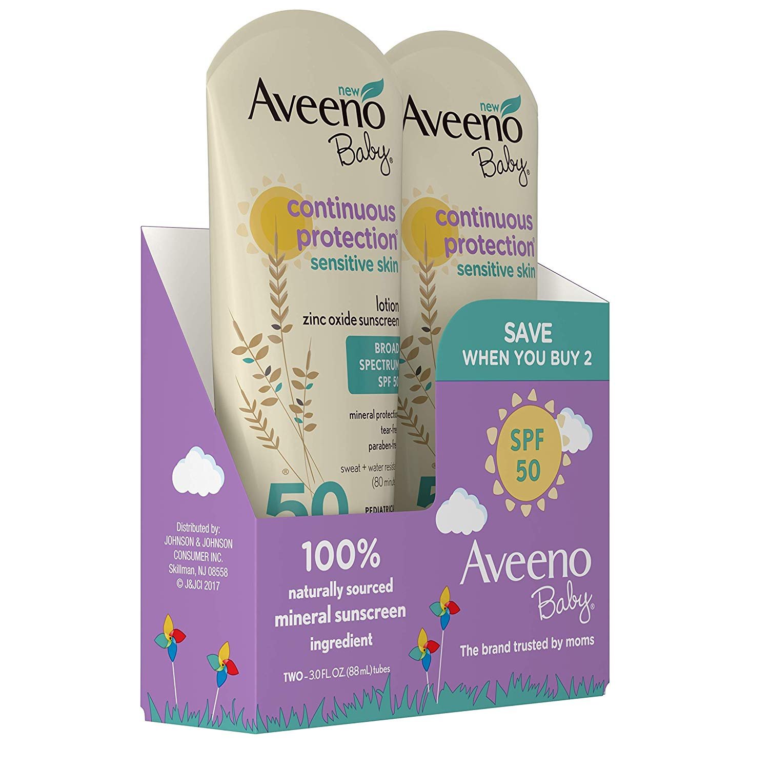 Aveeno Baby Continuous Protection Sensitive Lotion - SPF 50 - 3oz (2 Pack)