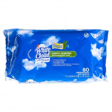 White Cloud Basic Lightly Scented Pre-Moistened Soft Cloths, 80 ct