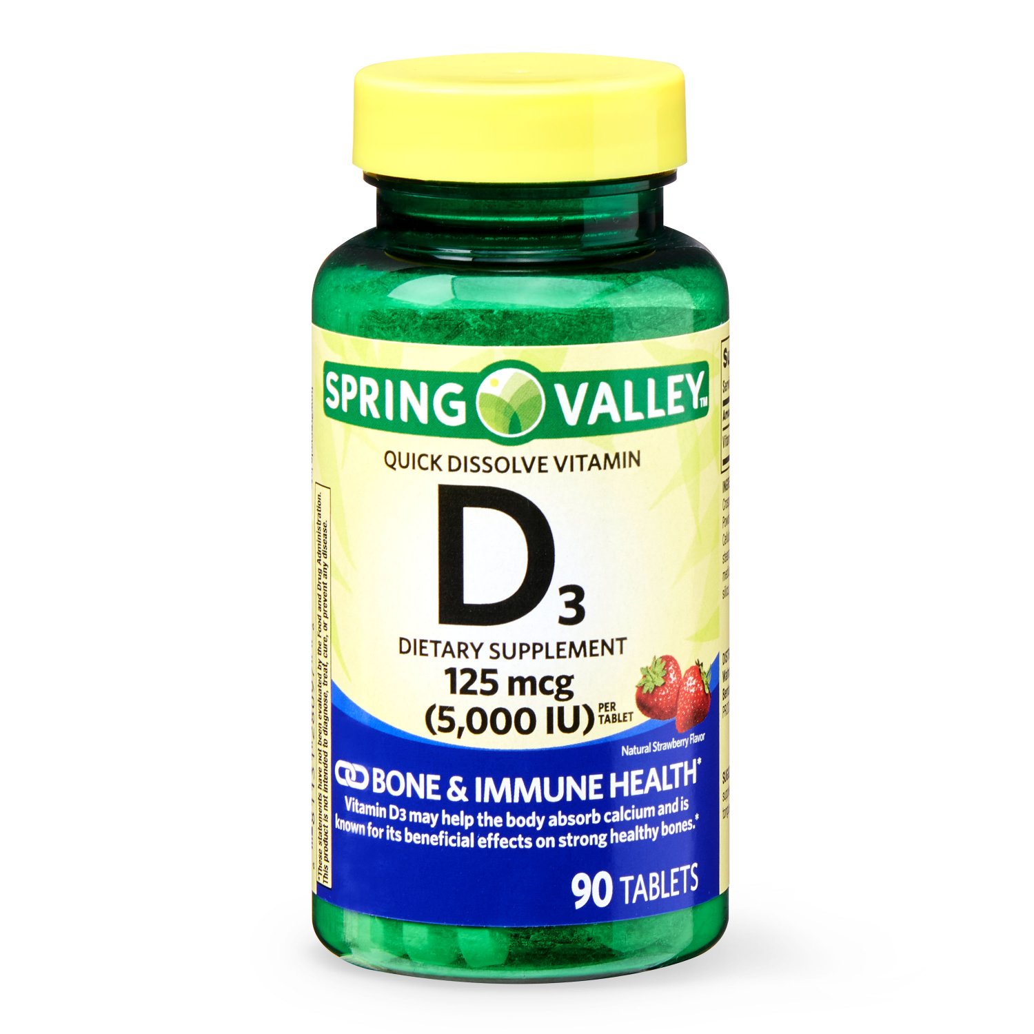 Spring Valley Quick Dissolve Vitamin D3 125 mcg (5000 IU), 90 Tablets