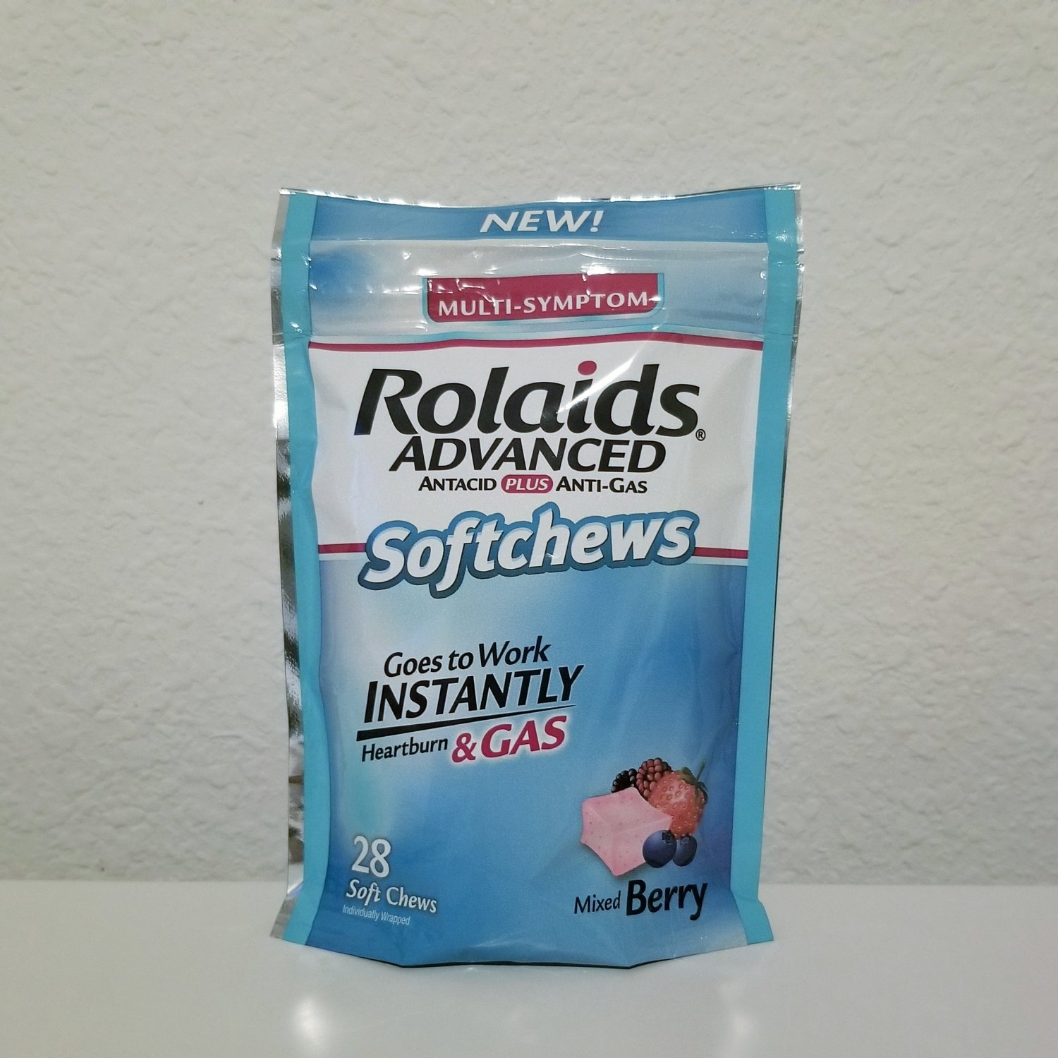 Rolaids Advanced Antacid PLUS AntiGas Soft Chews, Mixed Berry 28 ct