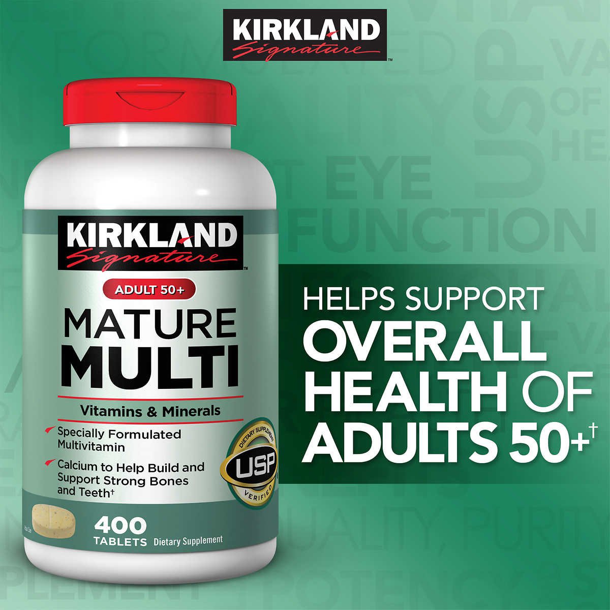 Kirkland Signature Mature Multi, Adult 50+ Multivitamin, 400 Tablets