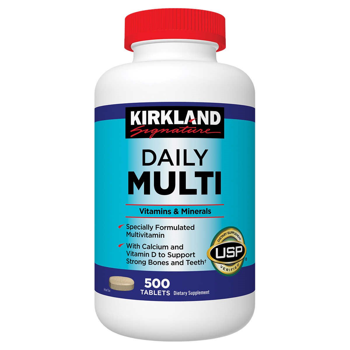 Kirkland Signature Daily Multi Tablets 500 ct Calcium Zinc Vitamin A