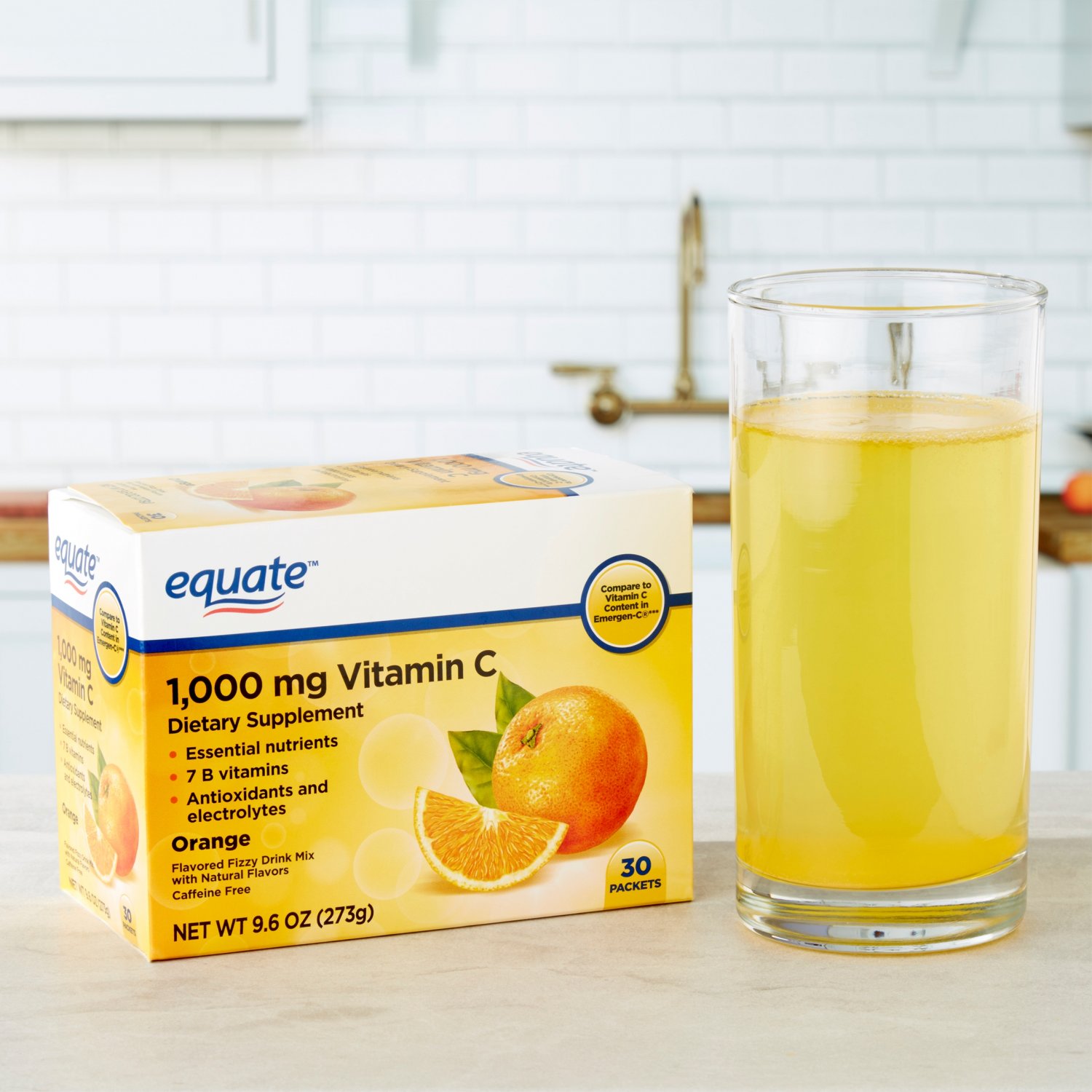 Equate 1000 mg Vitamin C Immune Support Drink Mix Orange 30 ct
