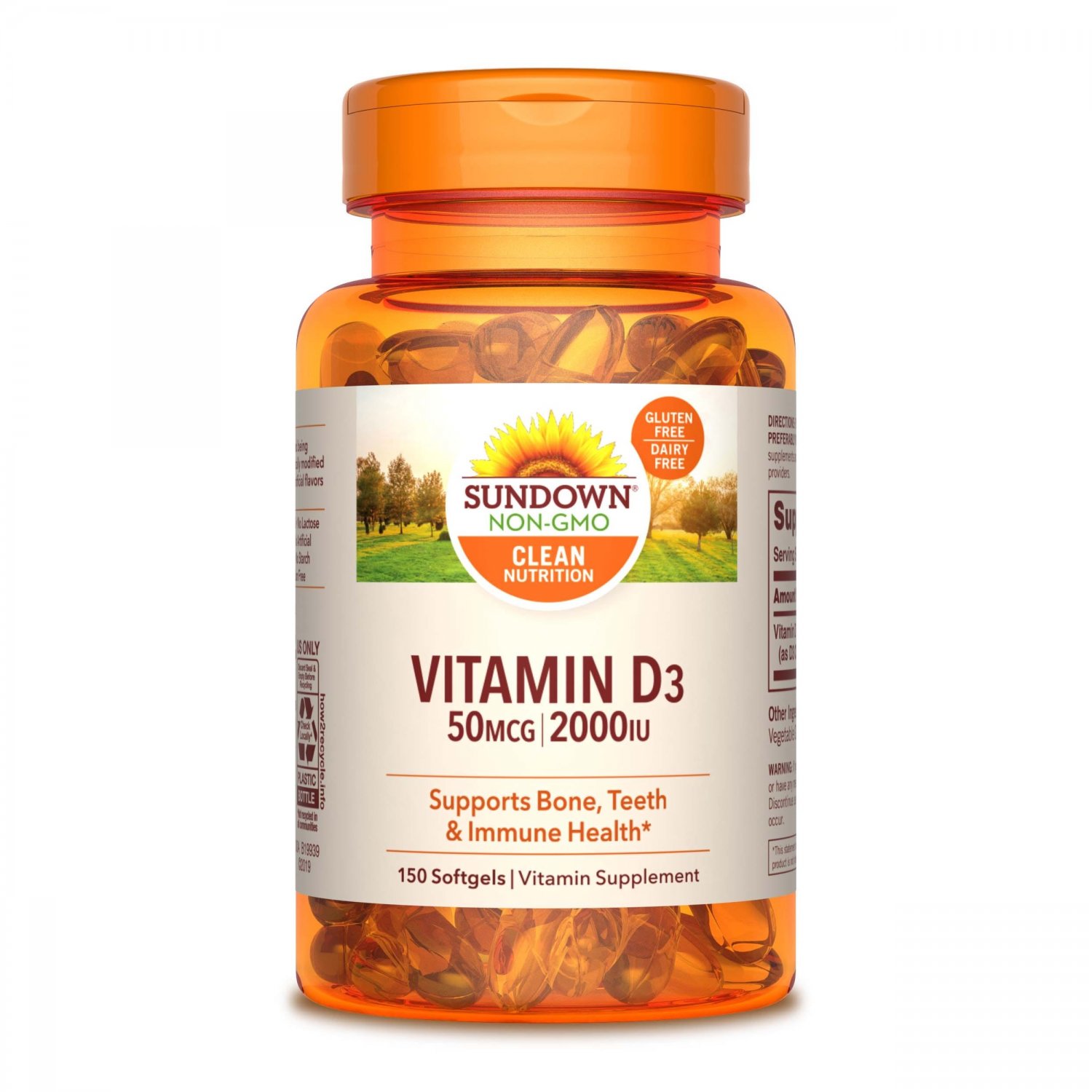 Sundown Naturals NonGMO Vitamin D3 50 mcg2000 IU Dietary Supplement