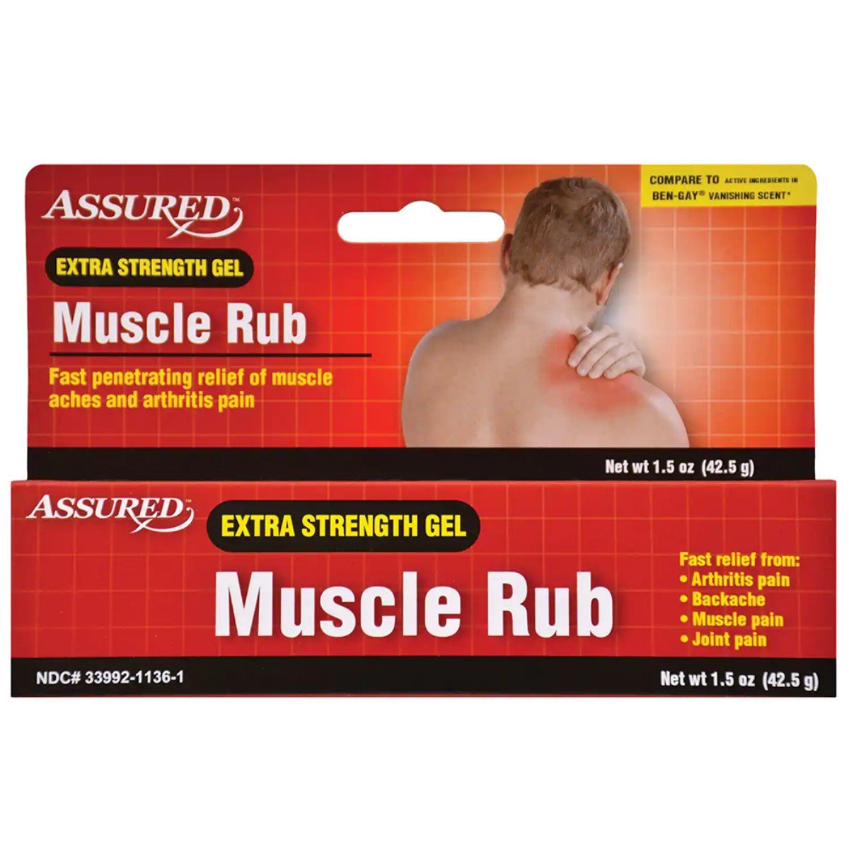 Assured Muscle Rub Extra Strength Pain Relieving Gel 1.5 oz