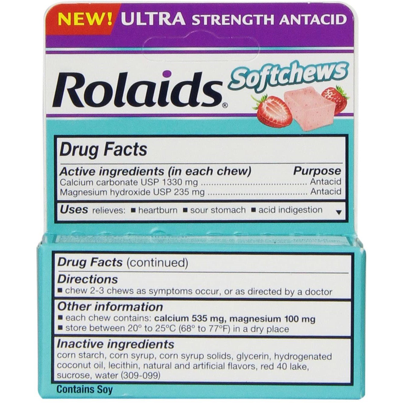 Rolaids Ultra Strength Antacid Softchews - Strawberry - 12 Soft Chews ...