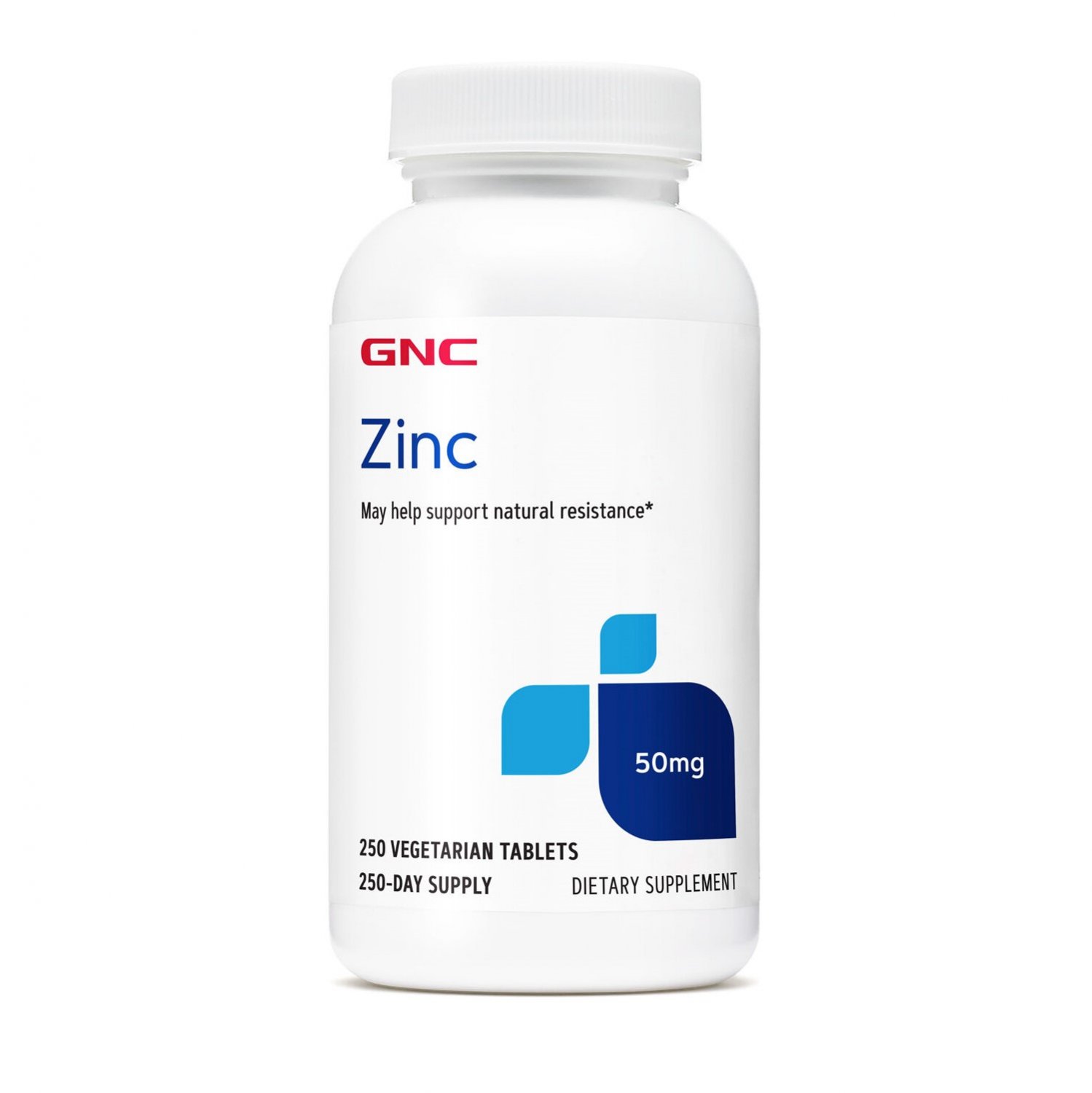 GNC Zinc 50 mg Dietary Supplement Vegetarian Tablets 250 ct Extra