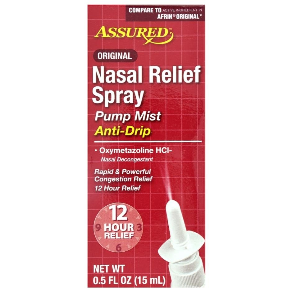 Assured Original Congestion Nasal Relief Spray Pump Mist Anti-Drip 0.5 ...