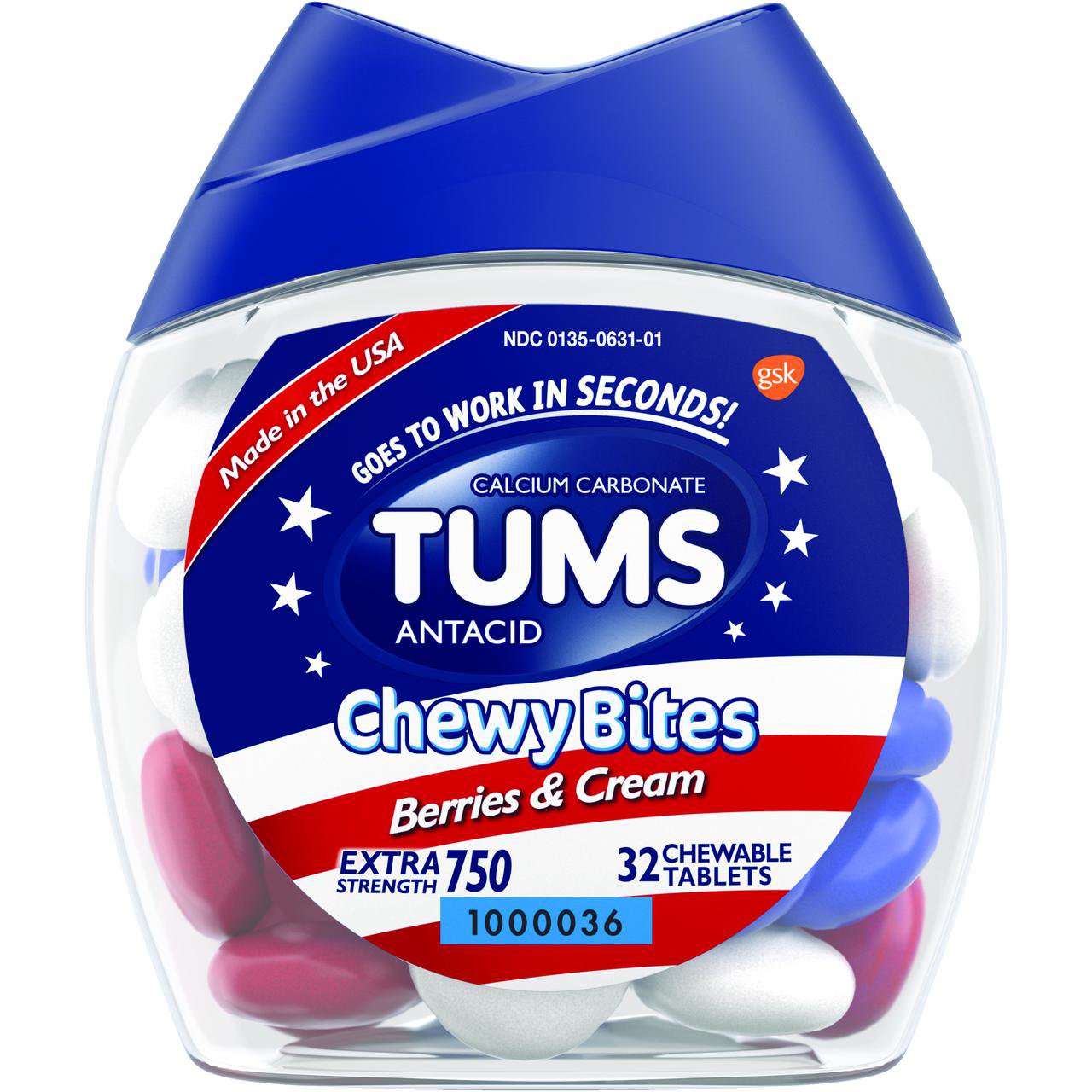 Tums Chewy Bites Calcium Carbonate Antacid Berries & Cream Extra ...