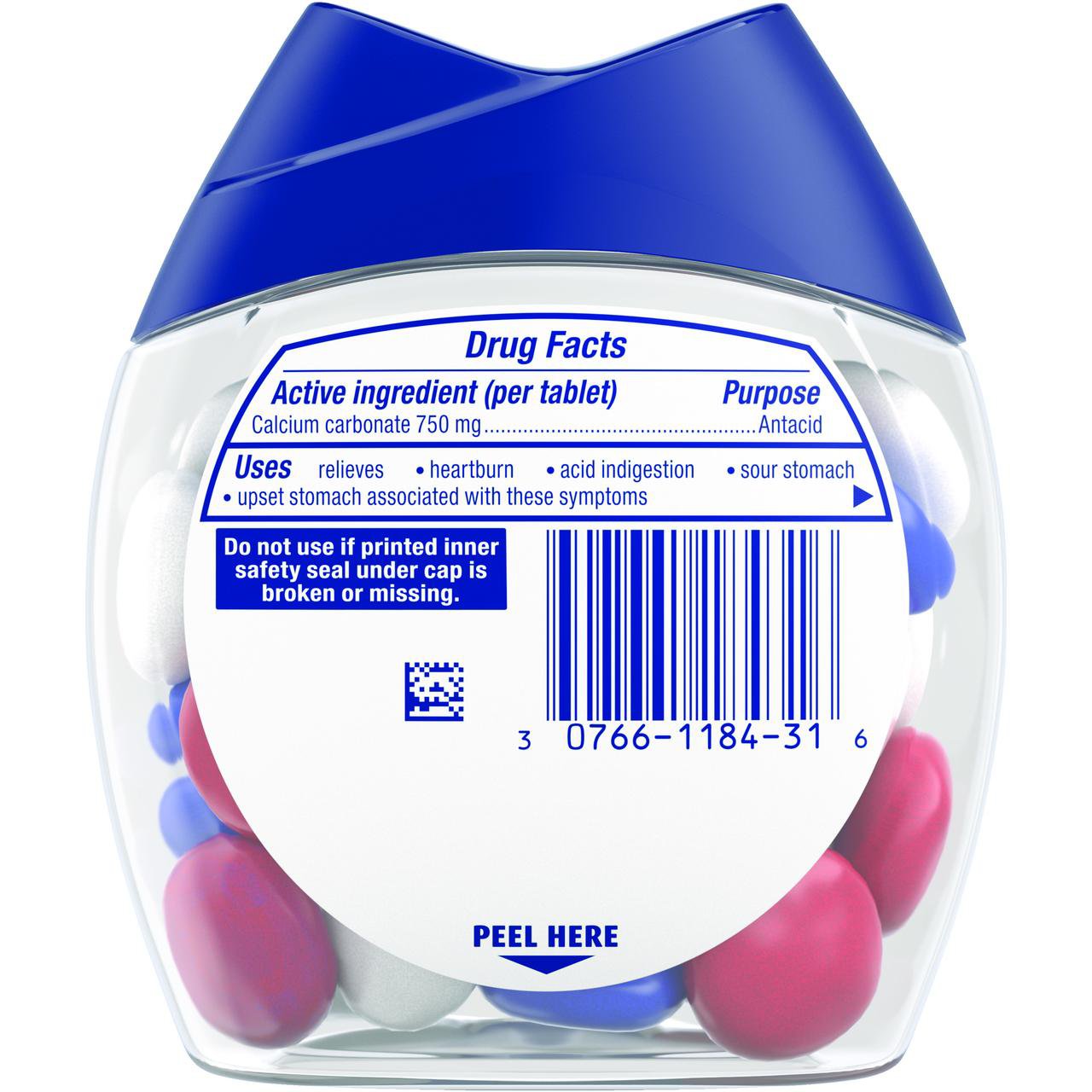 Tums Chewy Bites Calcium Carbonate Antacid Berries And Cream Extra