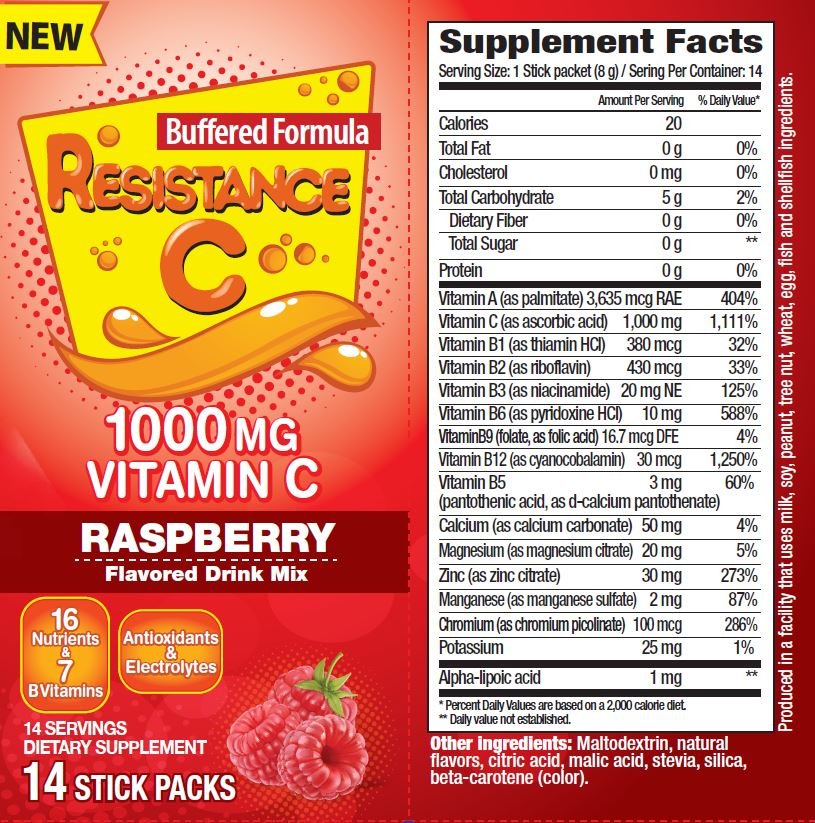 Resistance C 1000 mg Vitamin C + 30 mg Zinc Raspberry Flavored Drink