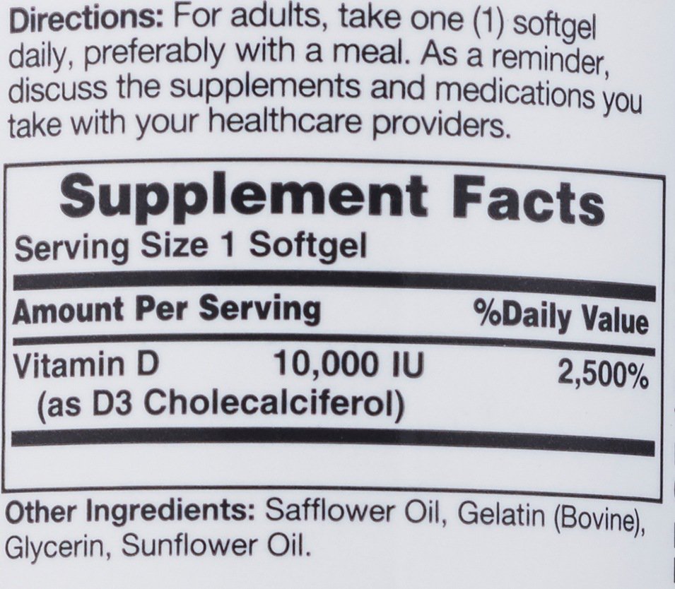 CVS Health Vitamin D3 250 mcg (10,000 IU) 60 Softgels, Dietary