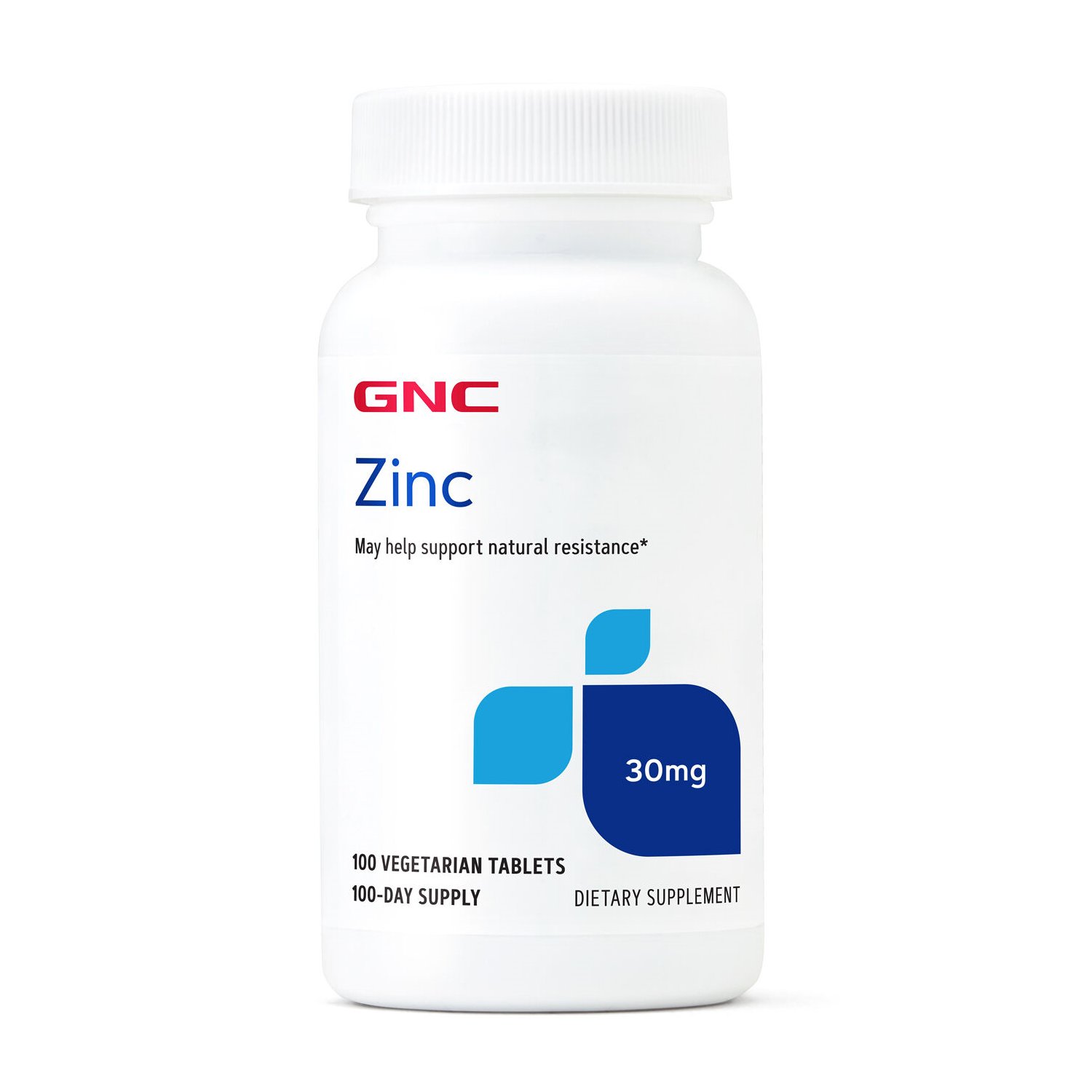 GNC Zinc 30 mg Dietary Supplement, 100 Vegetarian Tablets, Exp 02/2024