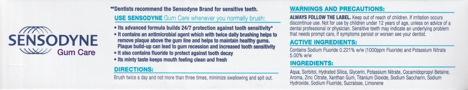 GSK Sensodyne Gum Care Fluoride Toothpaste, 3.52 oz (100 g) Twin Pack ...