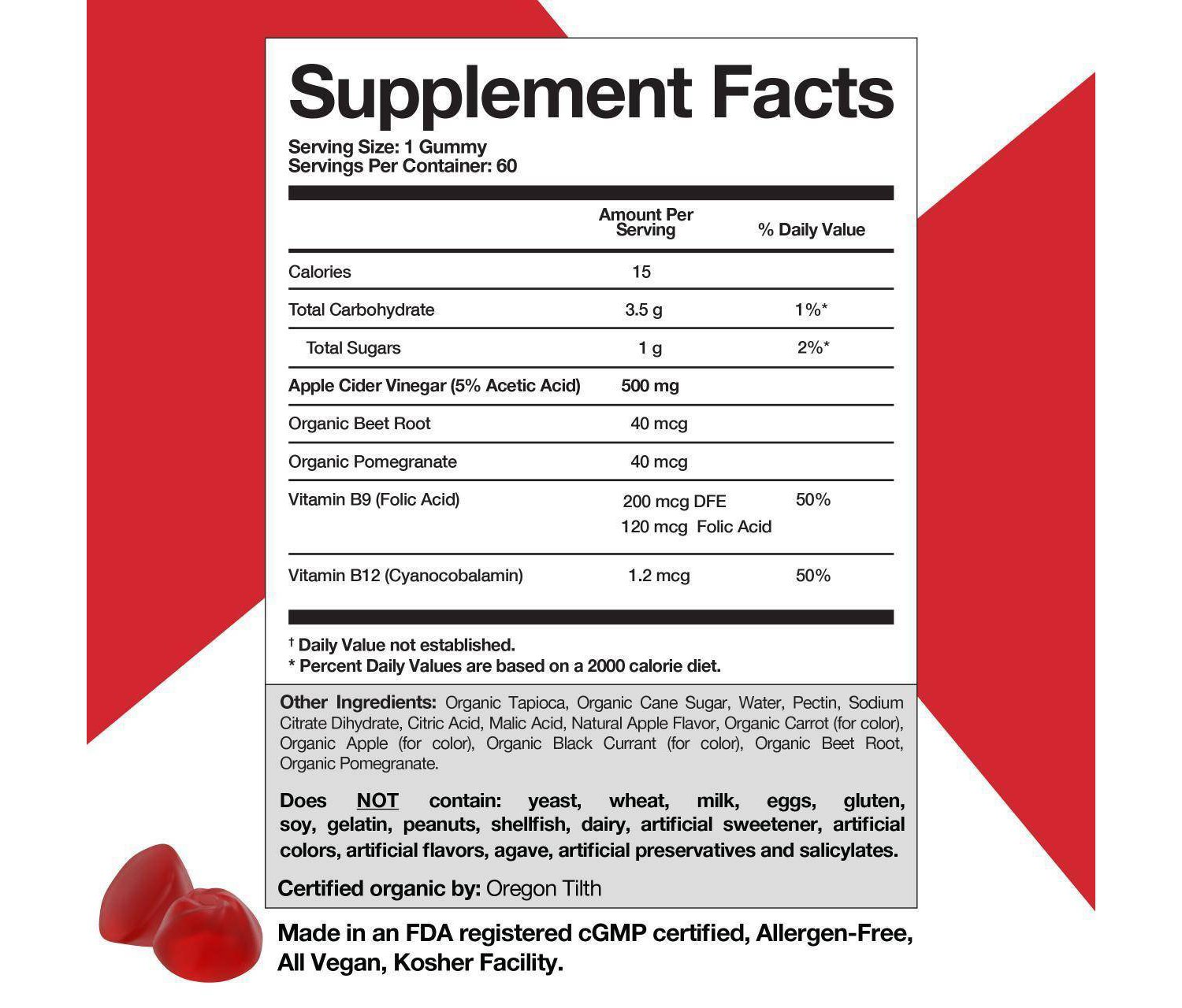 Goli Nutrition Apple Cider Vinegar Dietary Supplement Gummies 60 ct