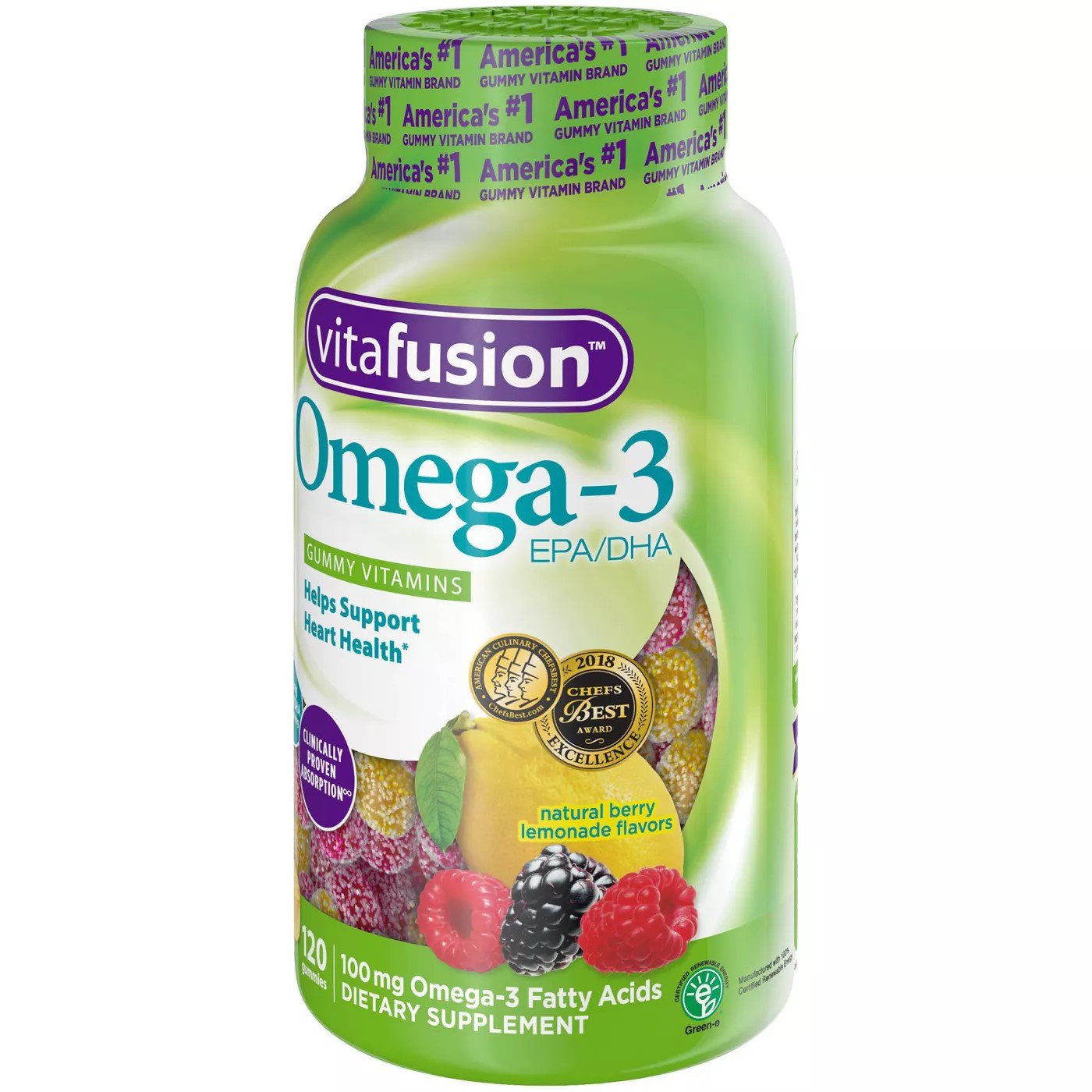 Vitafusion Omega3 EPA/DHA Gummy Vitamins, Natural Berry Lemonade