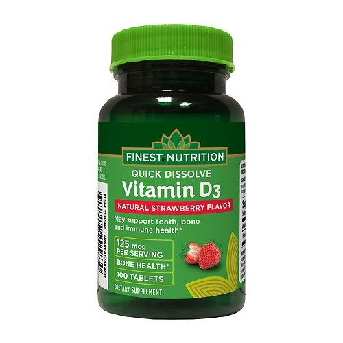 Finest Nutrition Vitamin D3 5000 IU (125 mcg) Quick Dissolve Tablets