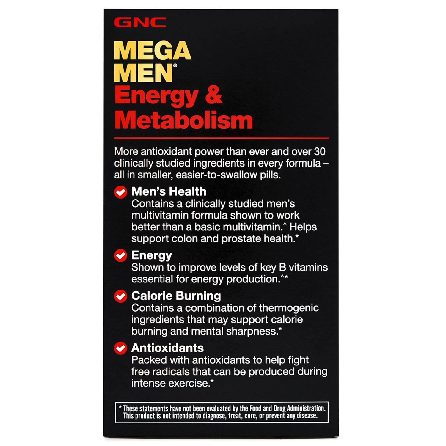 GNC Mega Men Energy & Metabolism Multivitamins, 180 TimedRelease Caplets