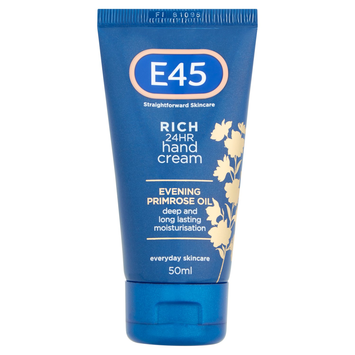 E45 Rich 24 HR Hand Cream, 50 ml, Primrose Oil, Straightforward Skincare for Dry Sensitive Skin