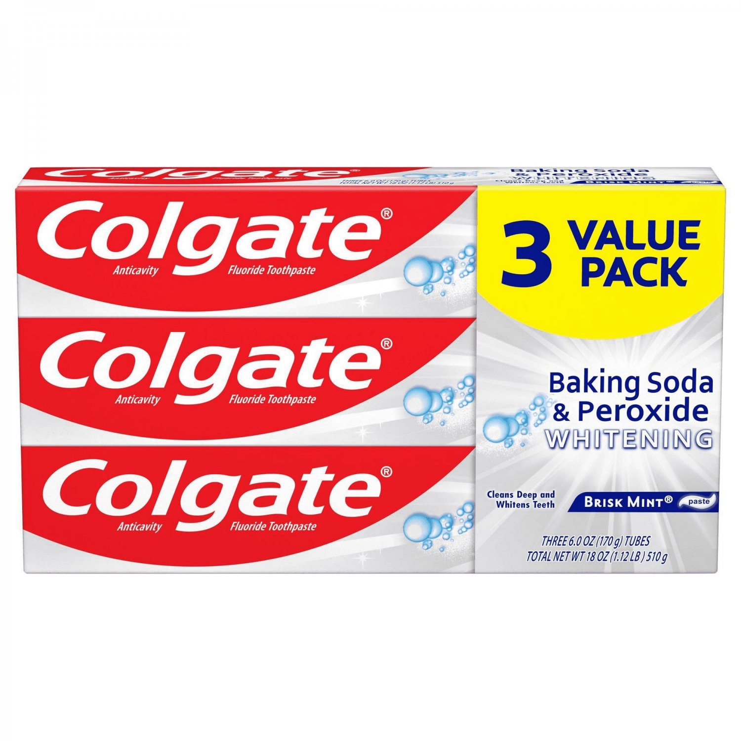 Colgate Baking Soda And Peroxide Whitening Toothpaste Brisk Mint 6 Oz