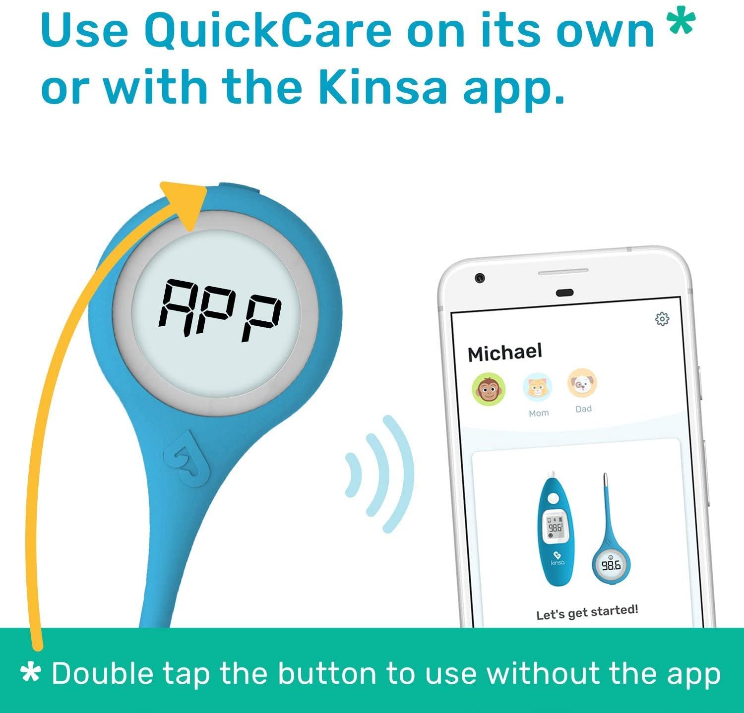 Kinsa QuickCare Bluetooth Digital Thermometer, KSA-110