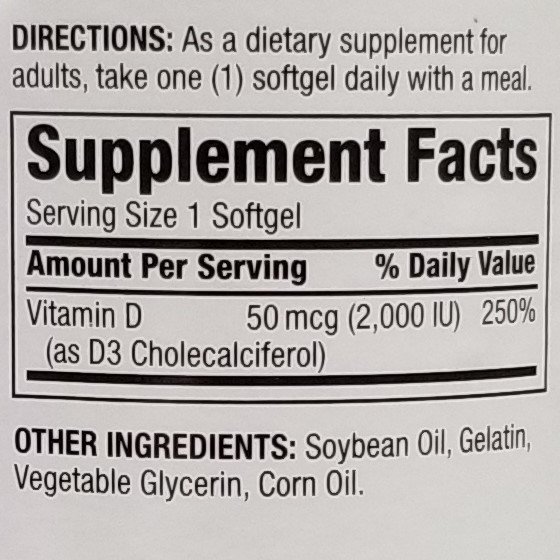 Berkley Jensen High Potency Vitamin D3 50 mcg (2000 IU), 640 Softgels