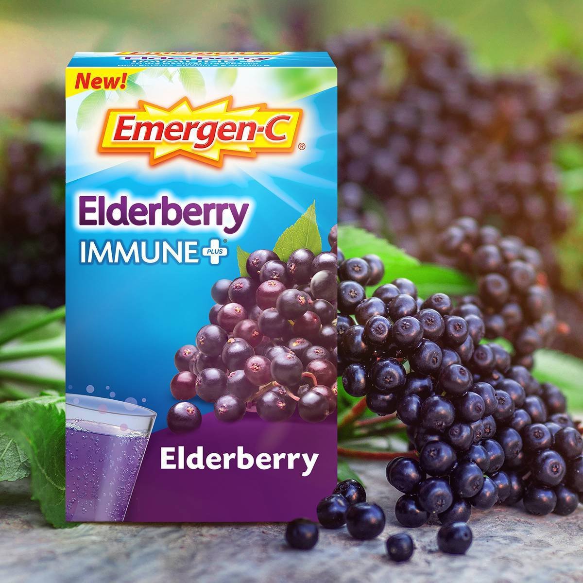 EmergenC Immune Plus Elderberry Vitamin C + D3 & Zinc Drink Mix, 18