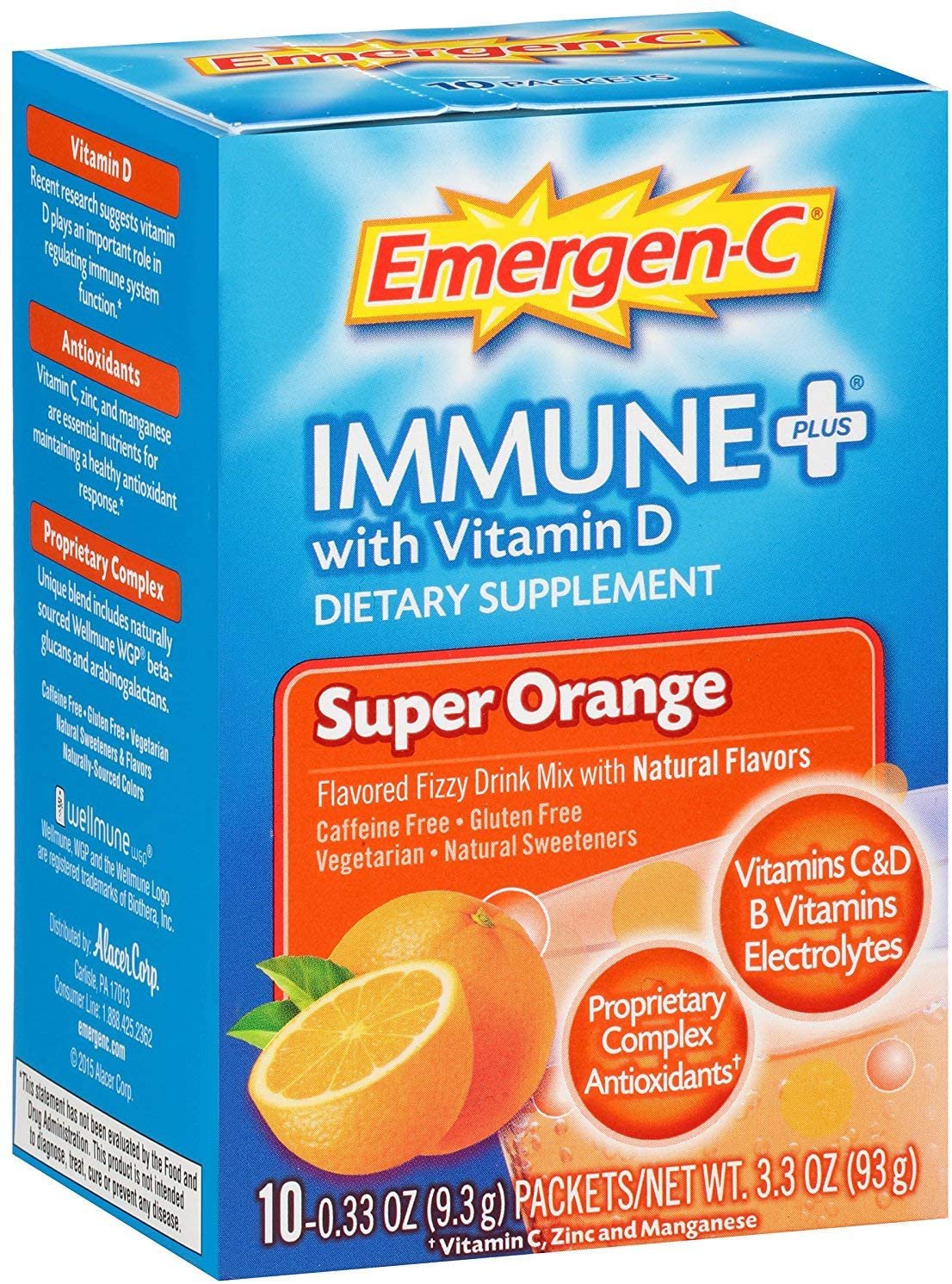 EmergenC Immune Plus Drink Mix, 1000 mg Vitamin C + Vitamin D3 & Zinc