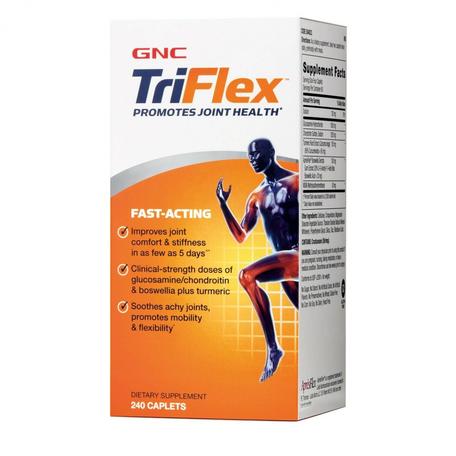 GNC TriFlex FastActing, 240 Caplets Glucosamine HCl/Chondroitin