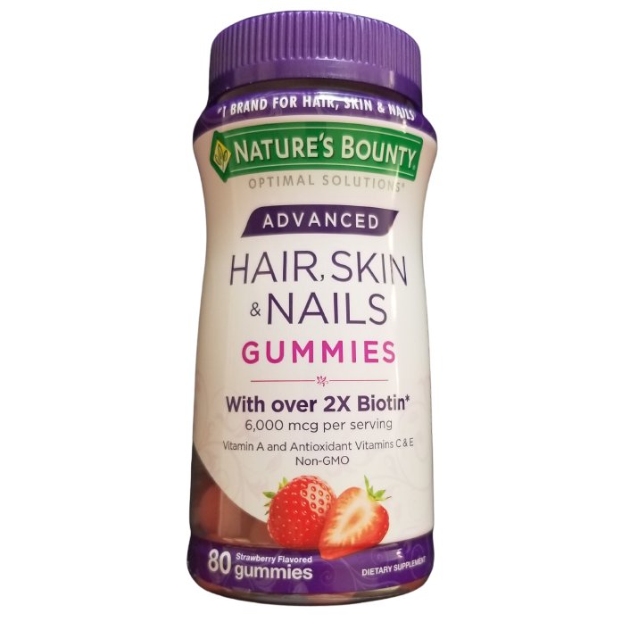 Nature's Bounty Advanced Hair, Skin & Nails Gummies, Strawberry, 80 count