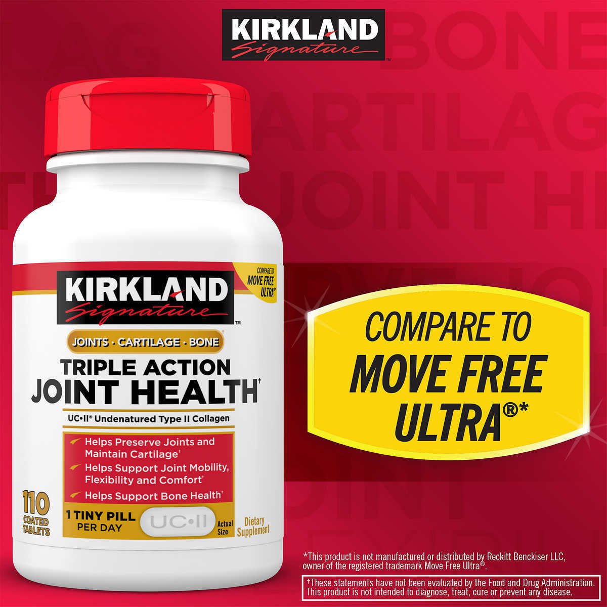 Kirkland Signature Triple Action Joint Health, 110 Coated Tablets