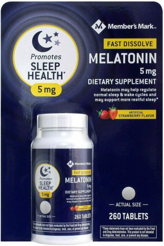 Member's Mark Sleep Aid, Fast Dissolve Melatonin 5 mg, Strawberry Flavor, 260 Tablets *EXP 04/2022*