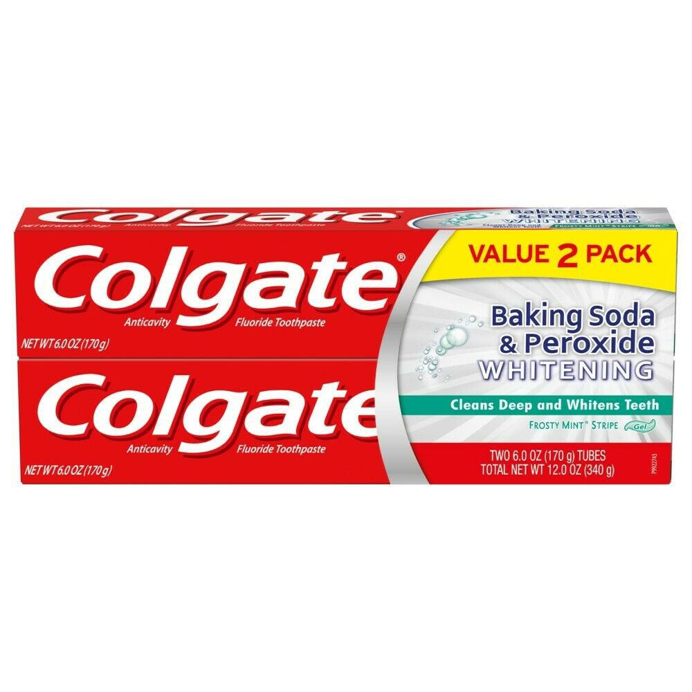 Colgate Baking Soda & Peroxide Toothpaste, Frosty Mint, 170 g (6 oz) 2 ...