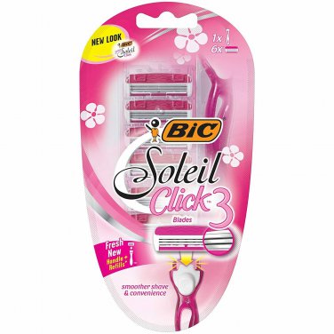 BiC Simply Soleil Click 3. Shaving Handle with 6 Razors.