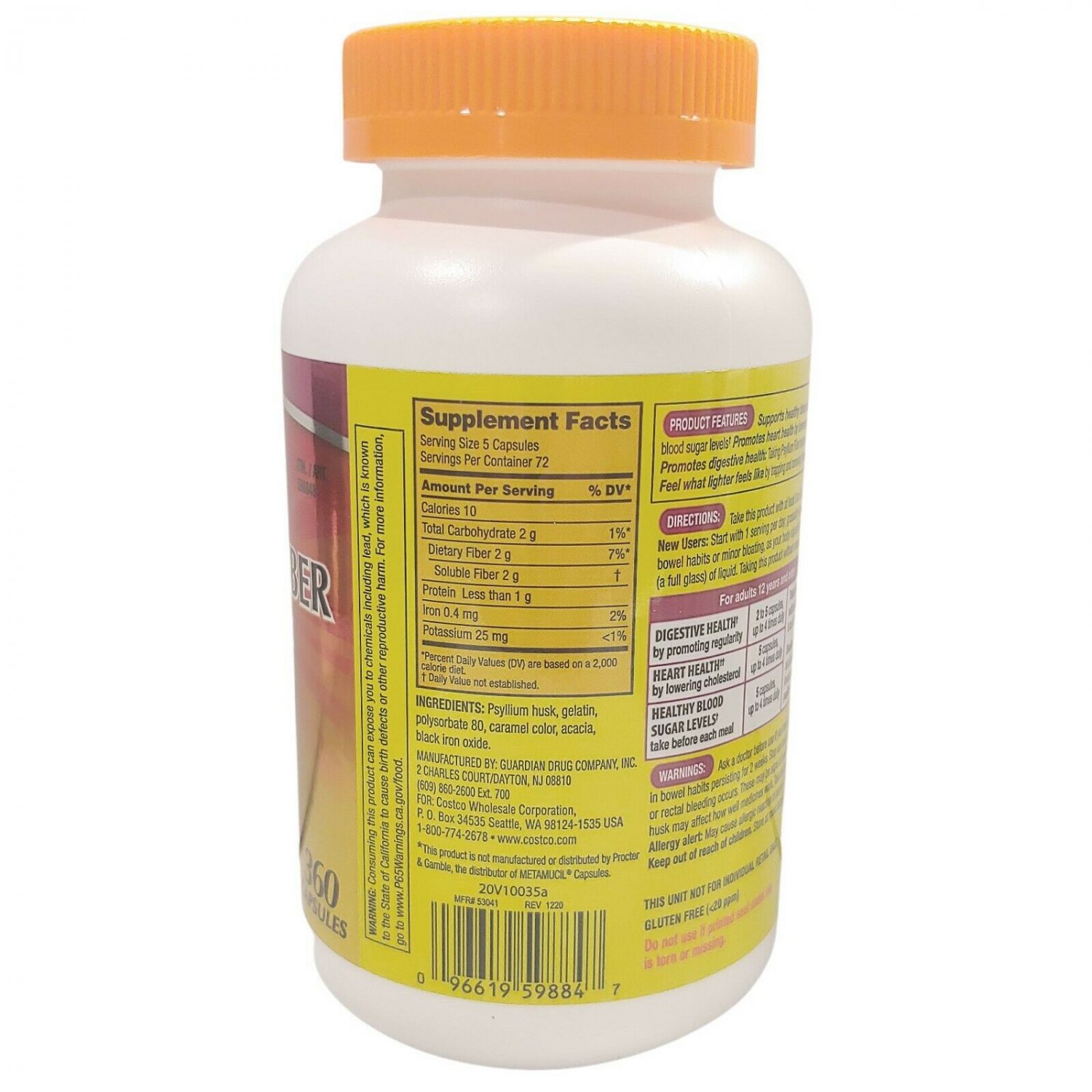 Kirkland Signature Psyllium Husk Fiber Supplement, 720 Capsules