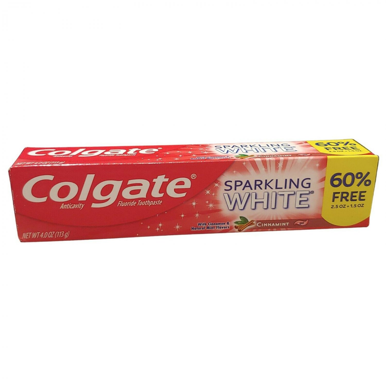 Colgate Sparkling White Anticavity Toothpaste, Cinnamint Gel, 4 oz (113 g)