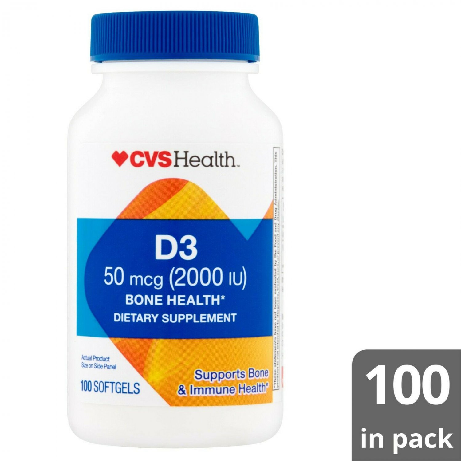 CVS Health Vitamin D3 50 mcg (2000 IU) Bone Health Supplement, 100
