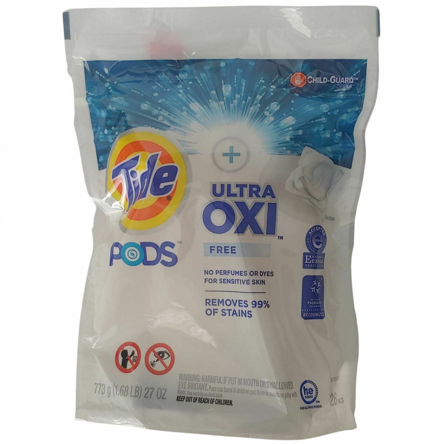 TIDE + Ultra Oxi Pods, 26 Pacs For sensitive skin, works in all machines
