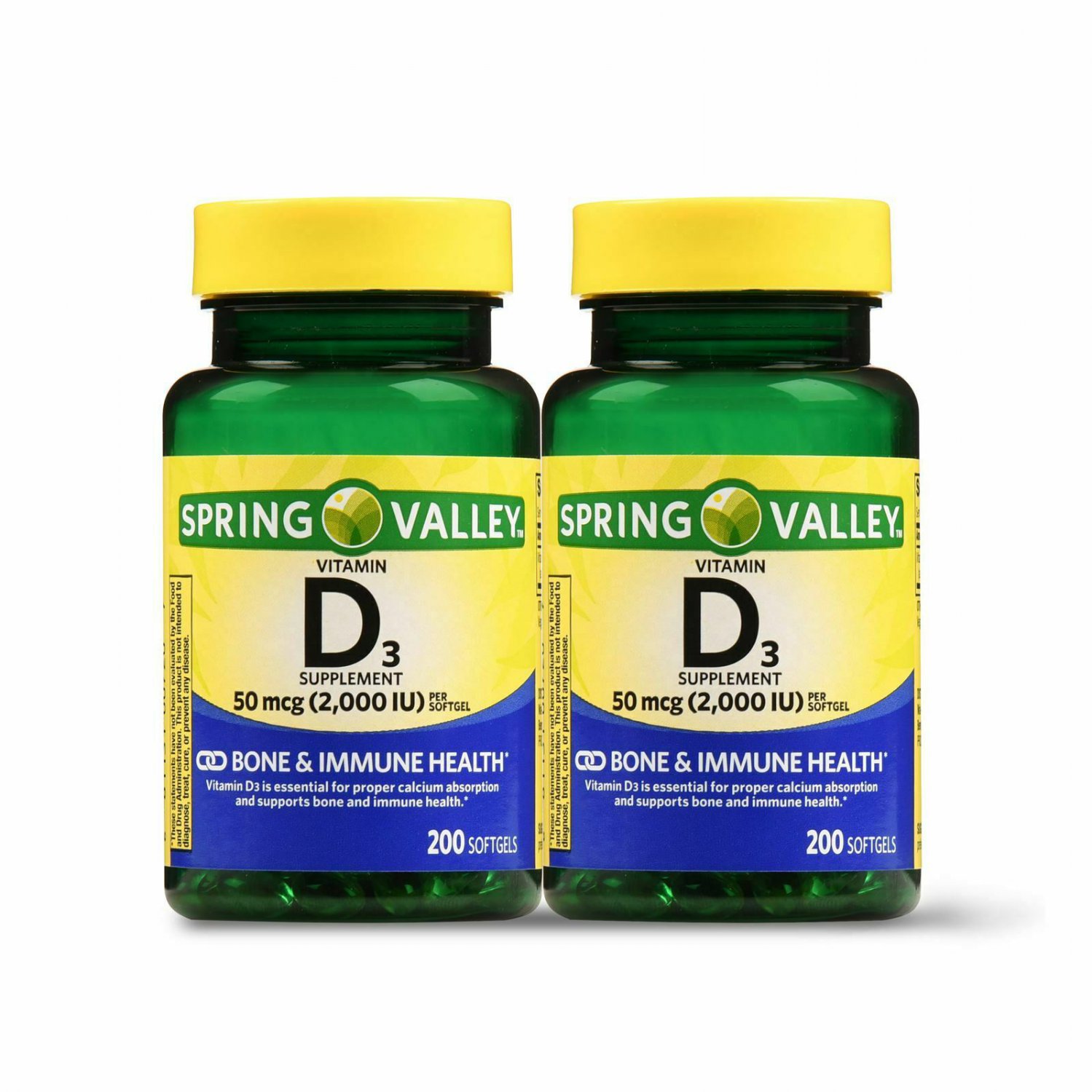 Spring Valley Vitamin D3 50 Mcg 2000 Iu 400 Softgels