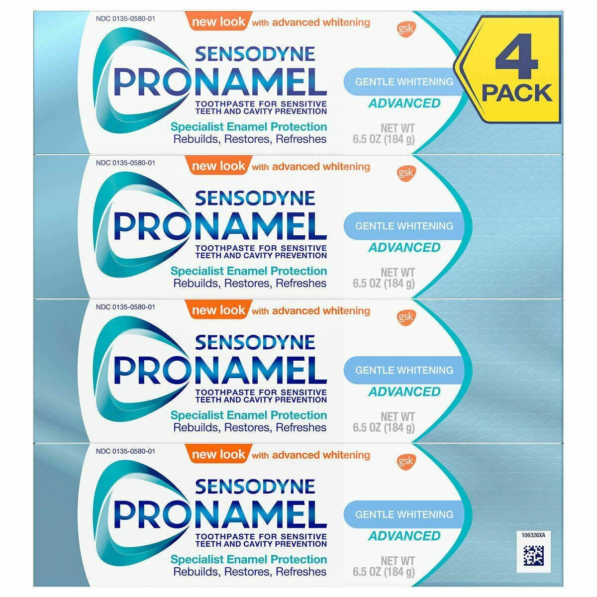 Sensodyne Pronamel Gentle Whitening Advanced Toothpaste 4 X 184 G 65 Oz 