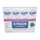 4 PACK Tom's of Maine Natural Fluoride-Free Antiplaque + Whitening Peppermint Toothpaste 155G / 5 OZ