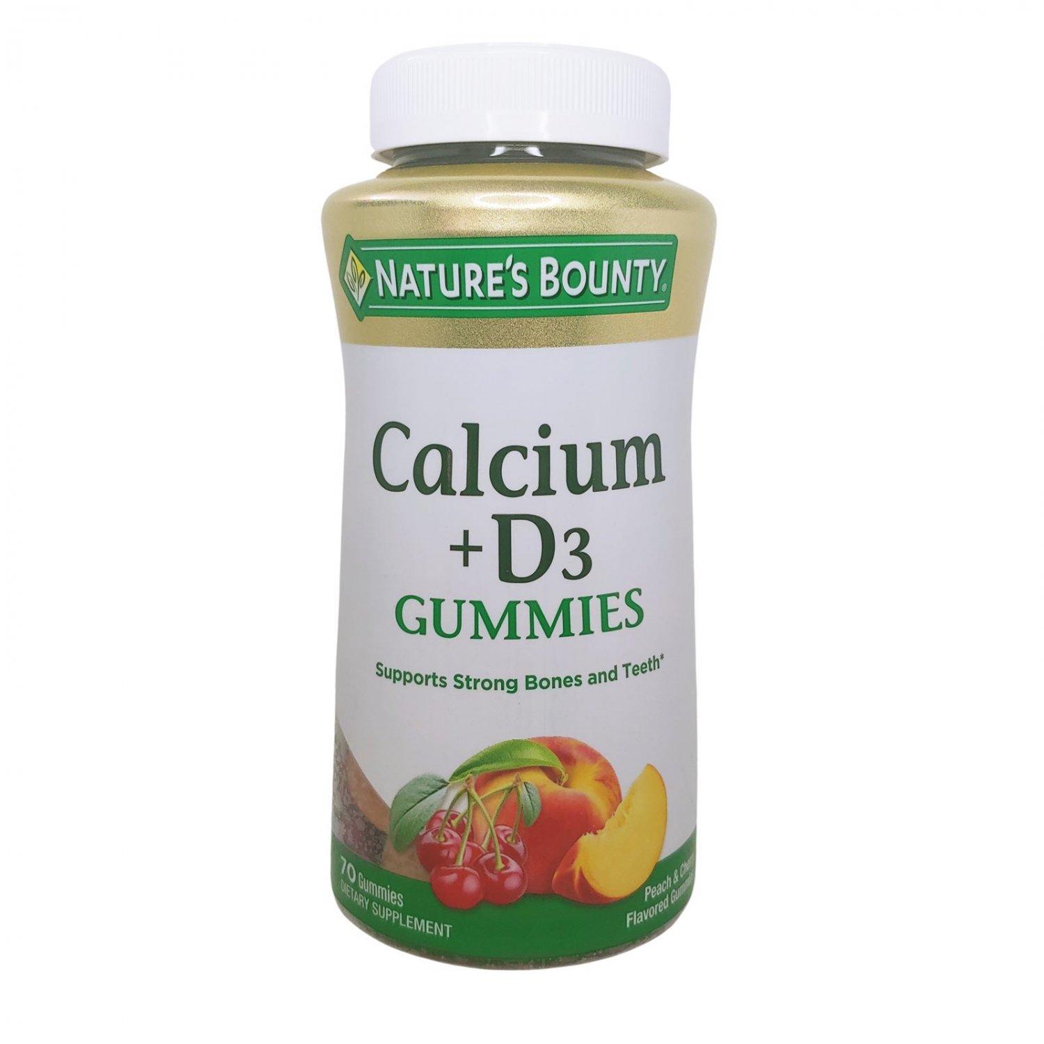 Nature's Bounty Calcium + Vitamin D3 Gummies, 70 ct Peach & Cherry