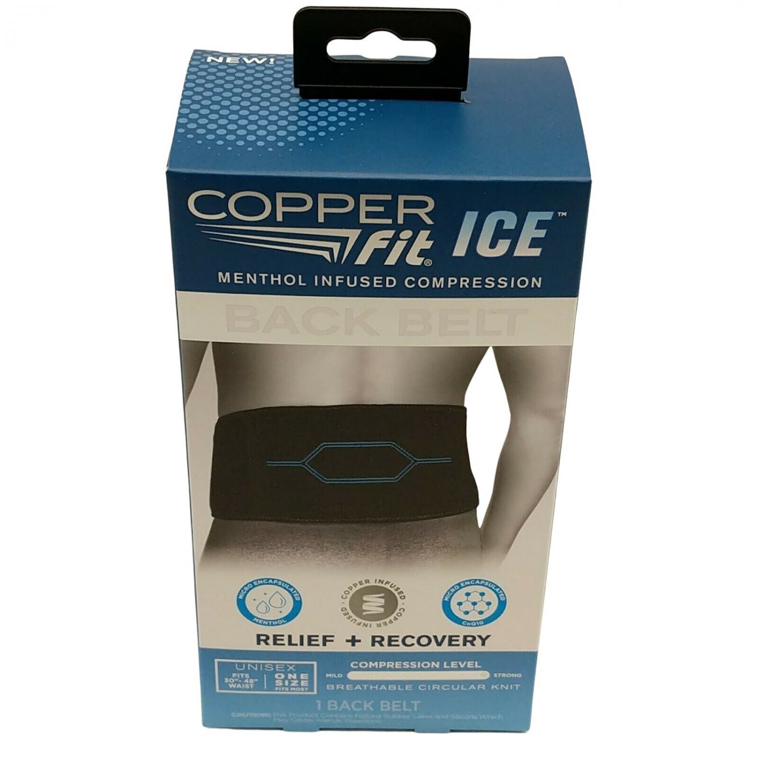 Copper Fit ICE Menthol Infused Compression Back Belt, Unisex, 3048