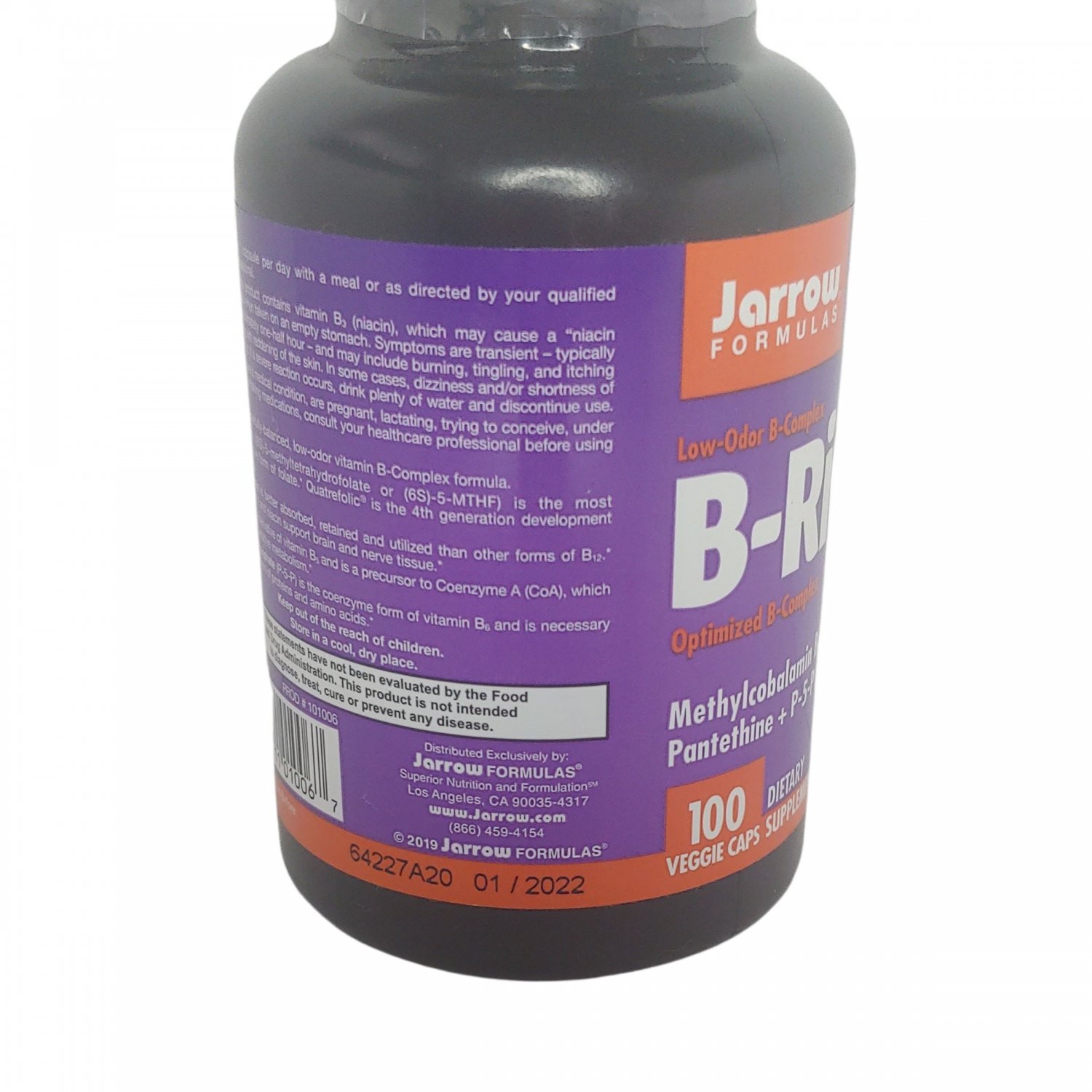 Jarrow Formulas B-Right Low-Odor B-Complex, 100 Veggie Caps, EXP 01/22