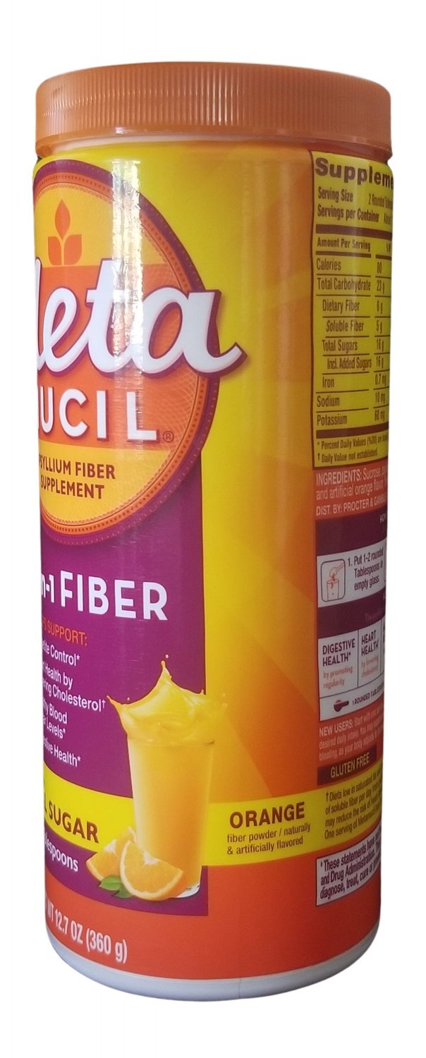 Metamucil Psyllium Fiber Supplement 4in1 Fiber Drink Mix, Orange, 12.